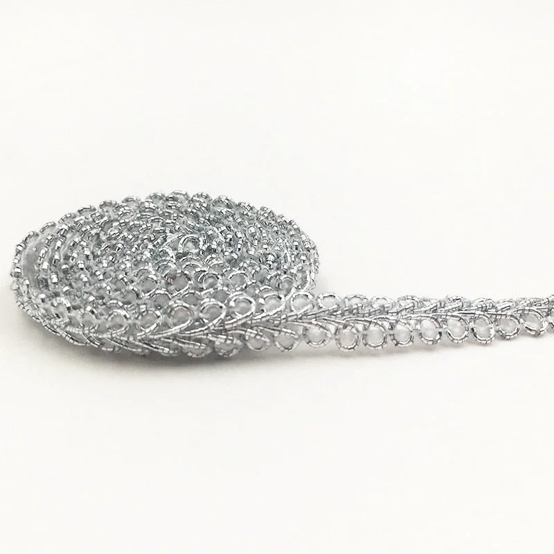 5Meters 8mm Trim Sewing Lace Gold Silver Centipede Braided Lace Ribbon Home Party Decoration DIY Clothes Curve Seing Lace