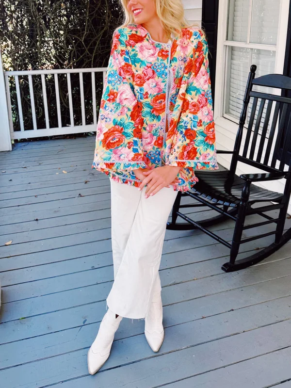 Nantucket Floral Quilted Jacket Coat