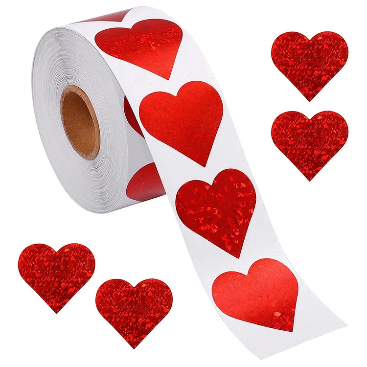 500pcs/roll Heart Package Sealing Scrapbooking Adhesive Label Sticker (1.5 inch)