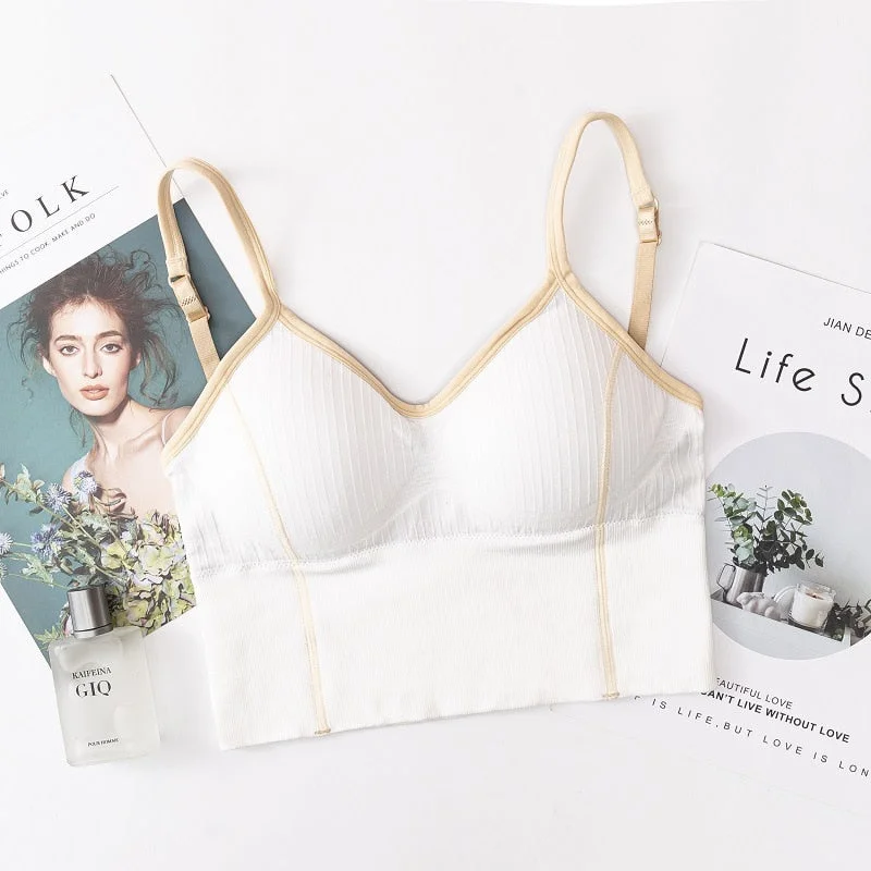 Women's Fashion Top Tube Top Bra Women's Cotton Underwear Seamless Breathable Bra Solid Color Ladies Soft Tank Up Sexy Lingerie