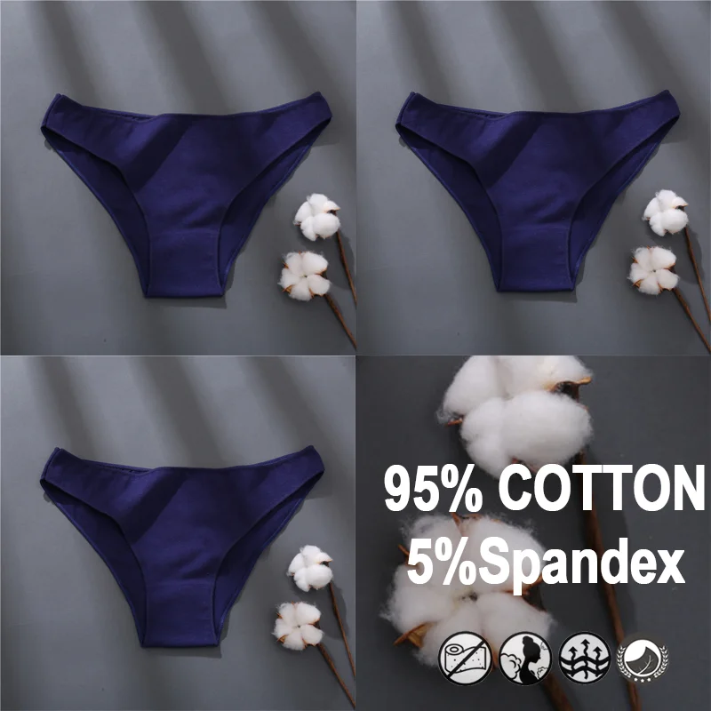 Billionm Women Sexy Cotton Panties Solid Color Underwear Simple Style Briefs Low Waist Breathable Panties Female Soft Intimates Lingerie