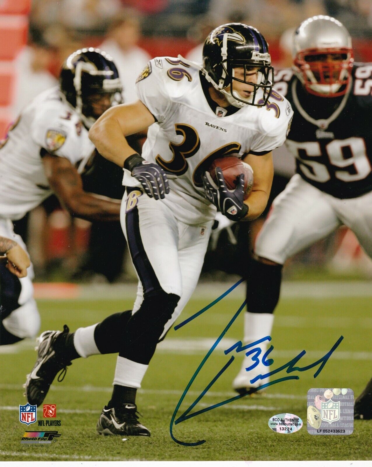 JIM LEONHARD BALTIMORE RAVENS ACTION SIGNED 8X10