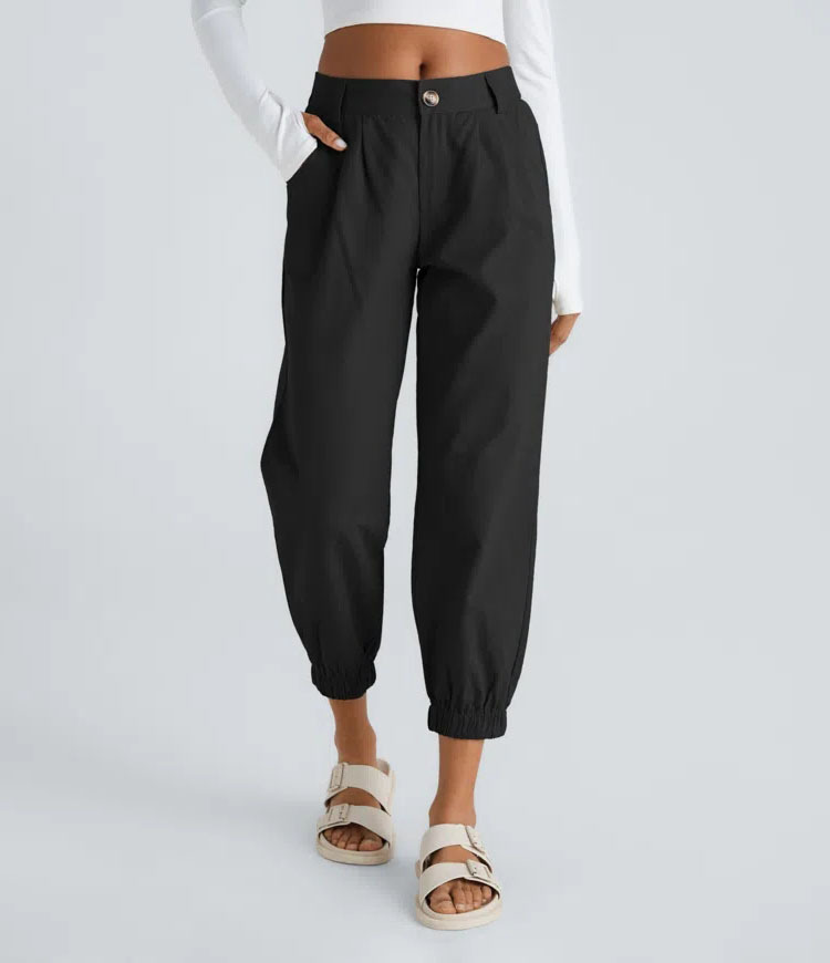 Mature Women Casual Trousers Zipper Slant Pockets Casual Pants