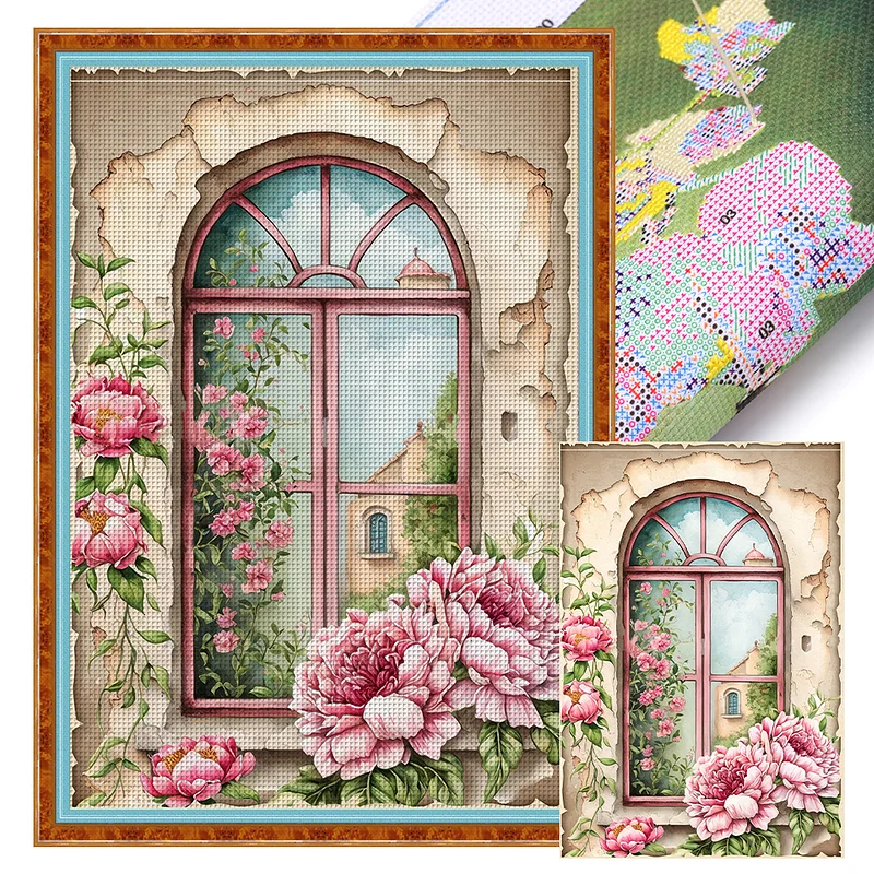 Retro Poster - Bird And Peony Cage 11CT(40*60CM) Stamped Cross Stitch