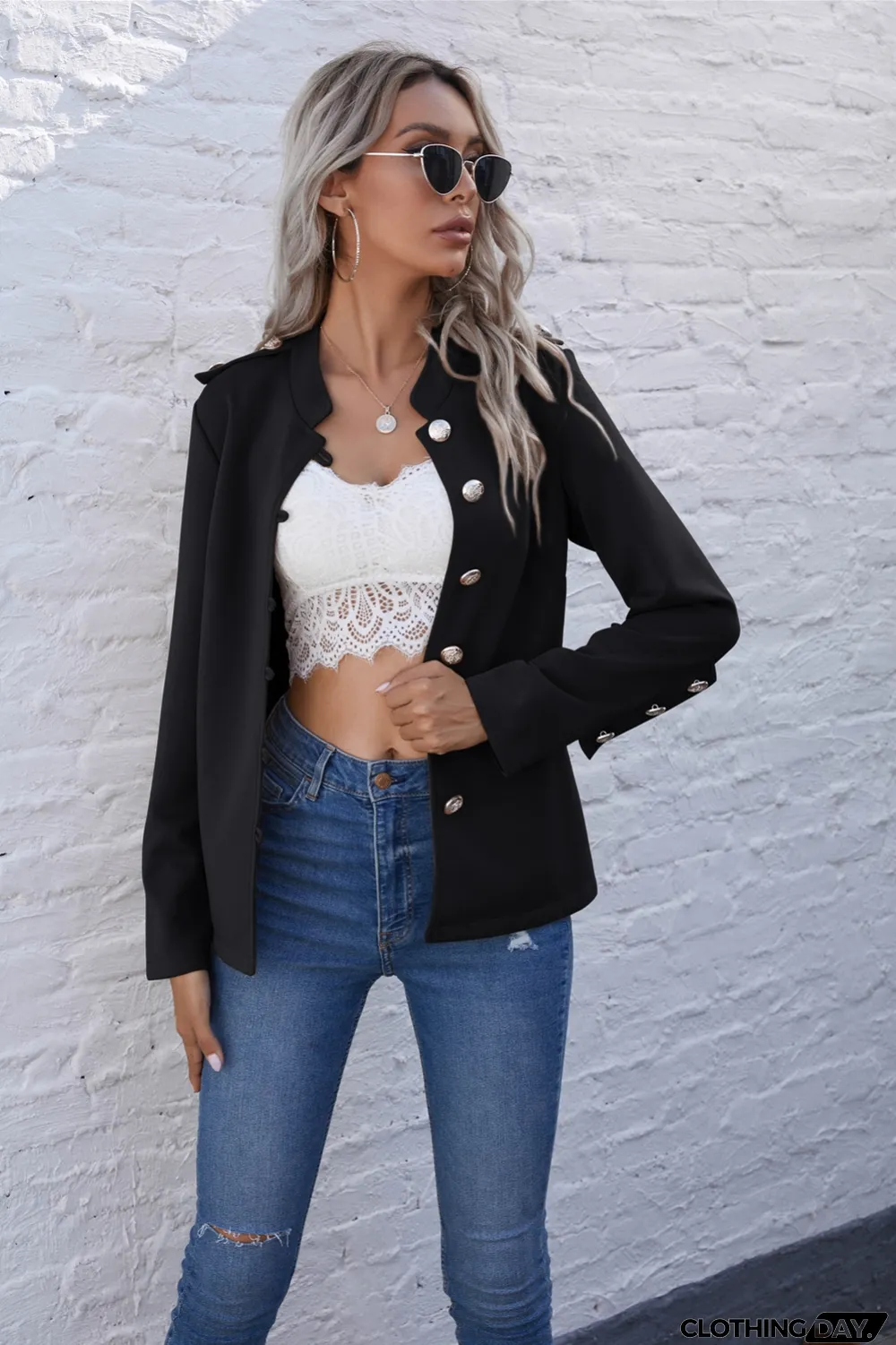 Autumn Solid Plain Button Up Retro Jacket