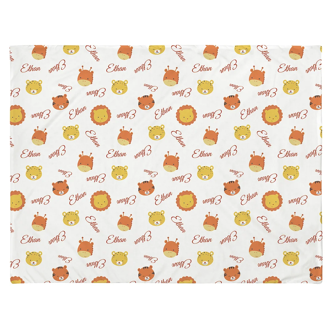 Ethan's Personalized Baby Name Blanket, Safari Animals