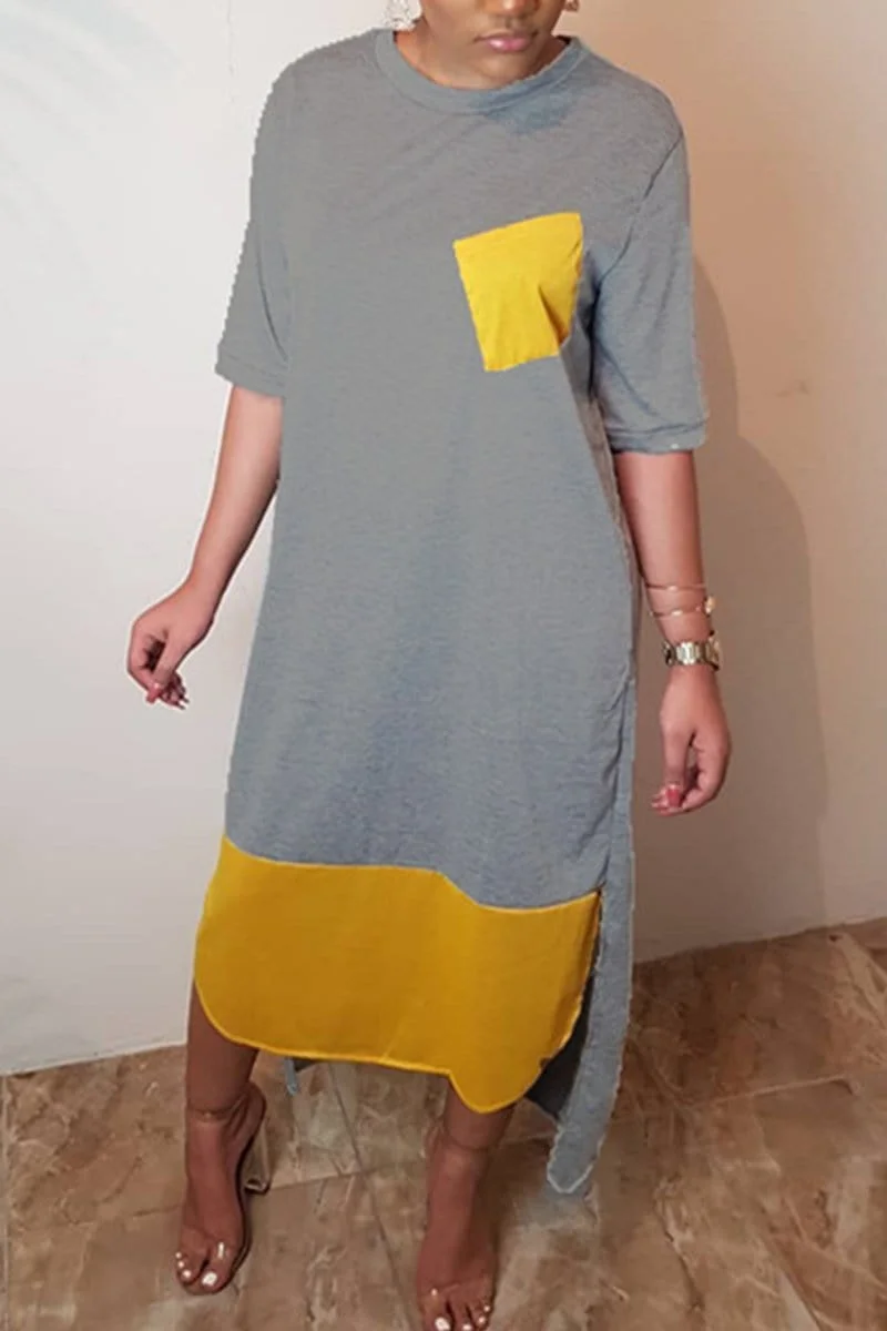 Fashion Stitching Loose Short Sleeved Dress