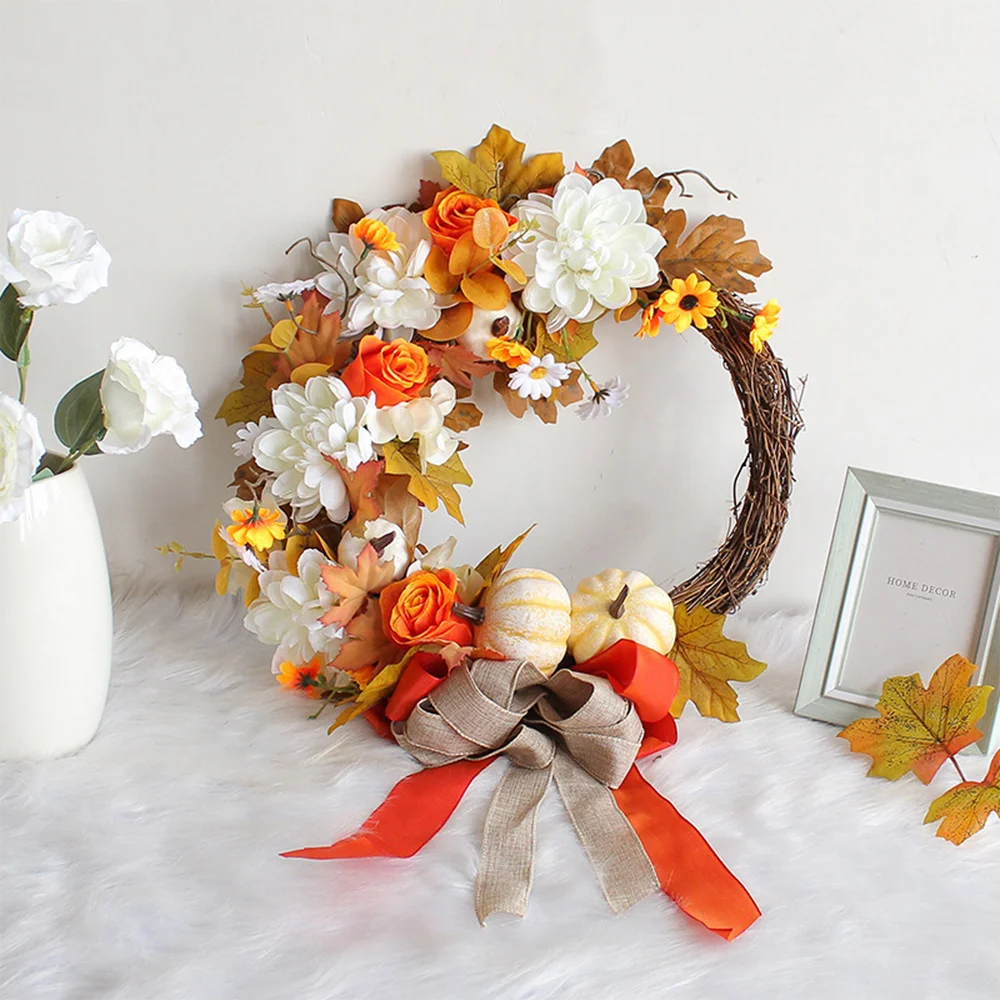 Autumn Simulation Pumpkin Wreath Thanksgiving Door Ornament