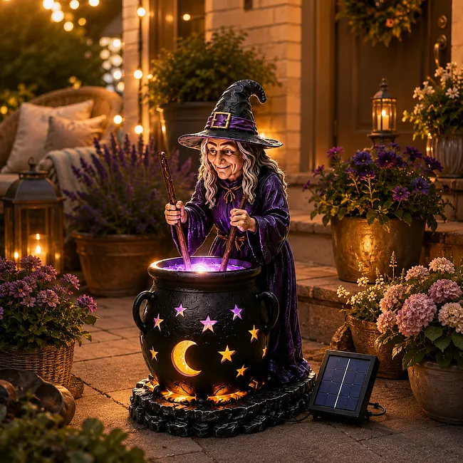 🧙‍♀️Halloween Witch Glowing Cauldron Solar Light