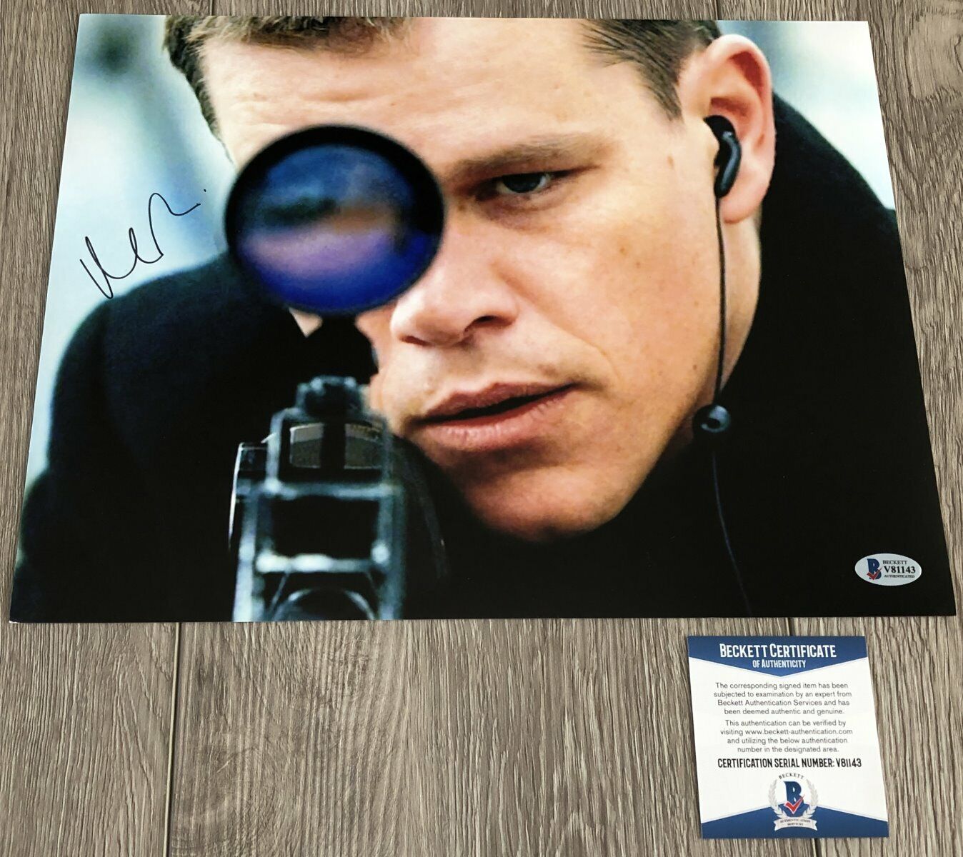 MATT DAMON SIGNED AUTOGRAPH THE BOURNE IDENTITY 11x14 Photo Poster painting w/PROOF BECKETT COA