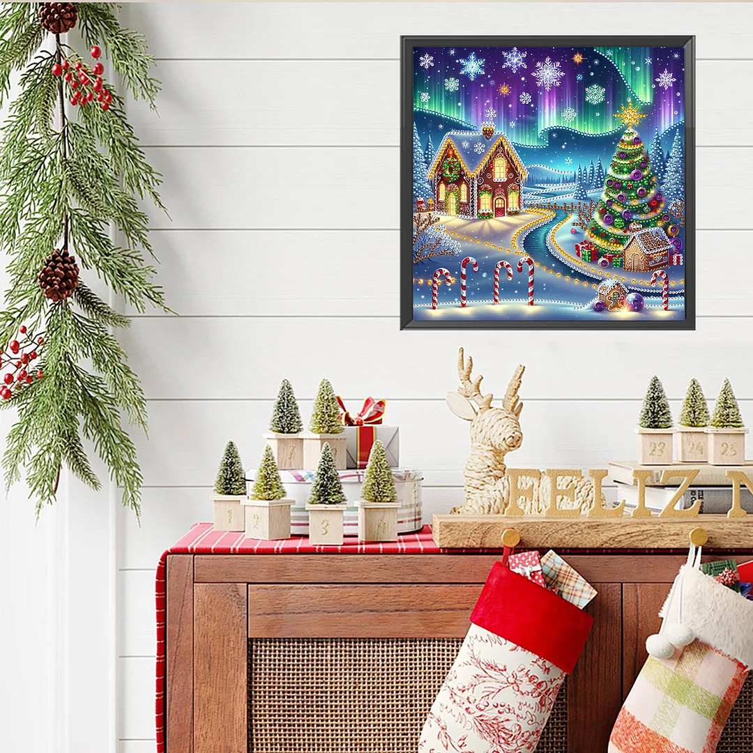Christmas House - Diamond Painting - Partial Special Shaped Drill(Canvas|30*30cm)