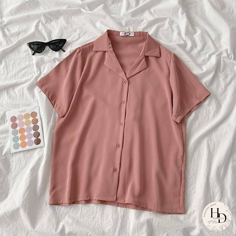 Casual Basic Short Sleeve Blouse Women V-neck Loose Office Formal Shirt Female Fashion Blue Yellow Cardigan Tops