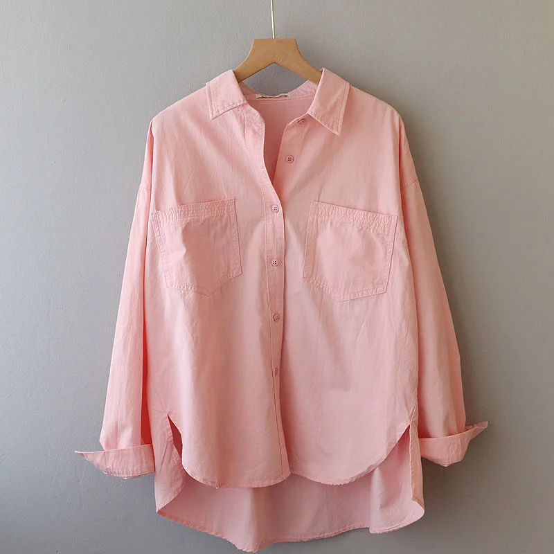 Athvotar Athvotar 2025 Spring And Autumn Dress Gentle Wind Folded On The Coat Soft Milk Blue Loose Thin Casual Ocean Shirt Woman