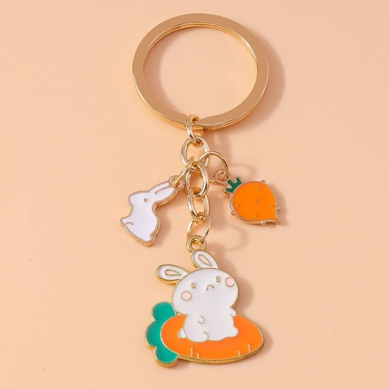 Cartoon Style Sweet Rainbow Bear Duck Alloy Keychain