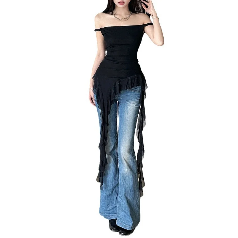 Uveng 2024 Summer New Women's Solid Color Dress Street Fashion Word-Collar Sleeveless Dress