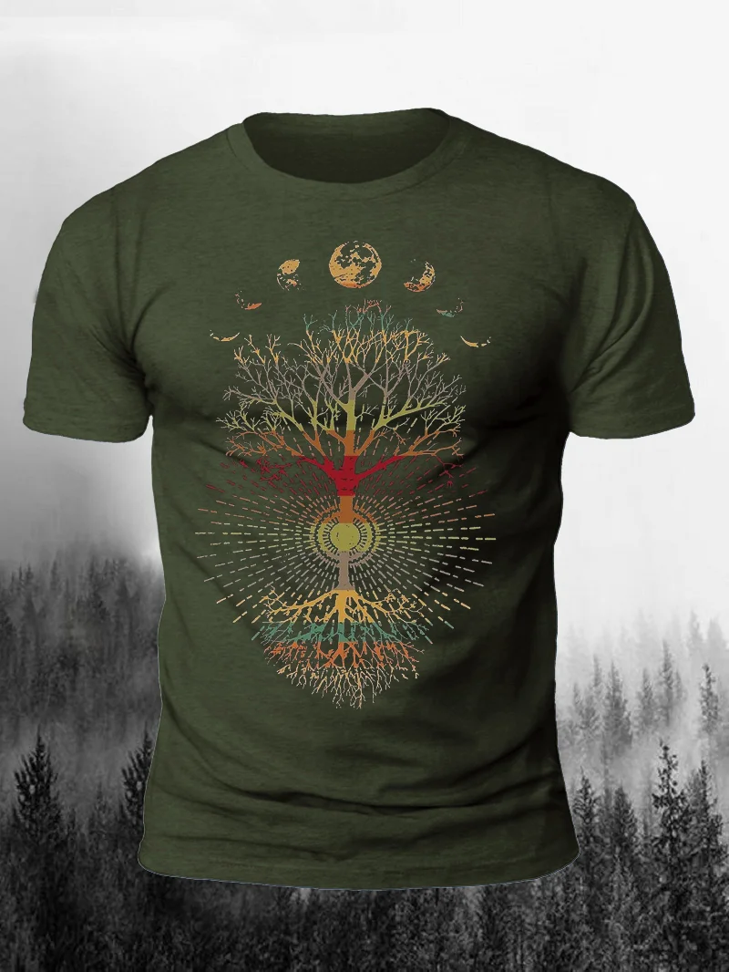 Wise Mystical Elucidative Tree Print Short Sleeve Men's T-Shirt in  mildstyles
