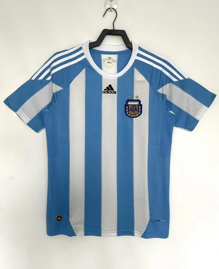 Retro 2010 Argentina National Team Home Blue and white striped jersey