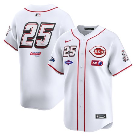 Men's Cincinnati Reds #25  White 2025 MLB Speedway Classic Home Limited Jersey