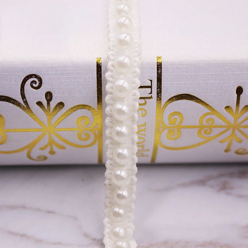 1yard/lot Vintage White/Black Beaded Lace Trim Tape Fabric Ribbon DIY Collar Sewing Garment Headdress Materials Sewing Craft