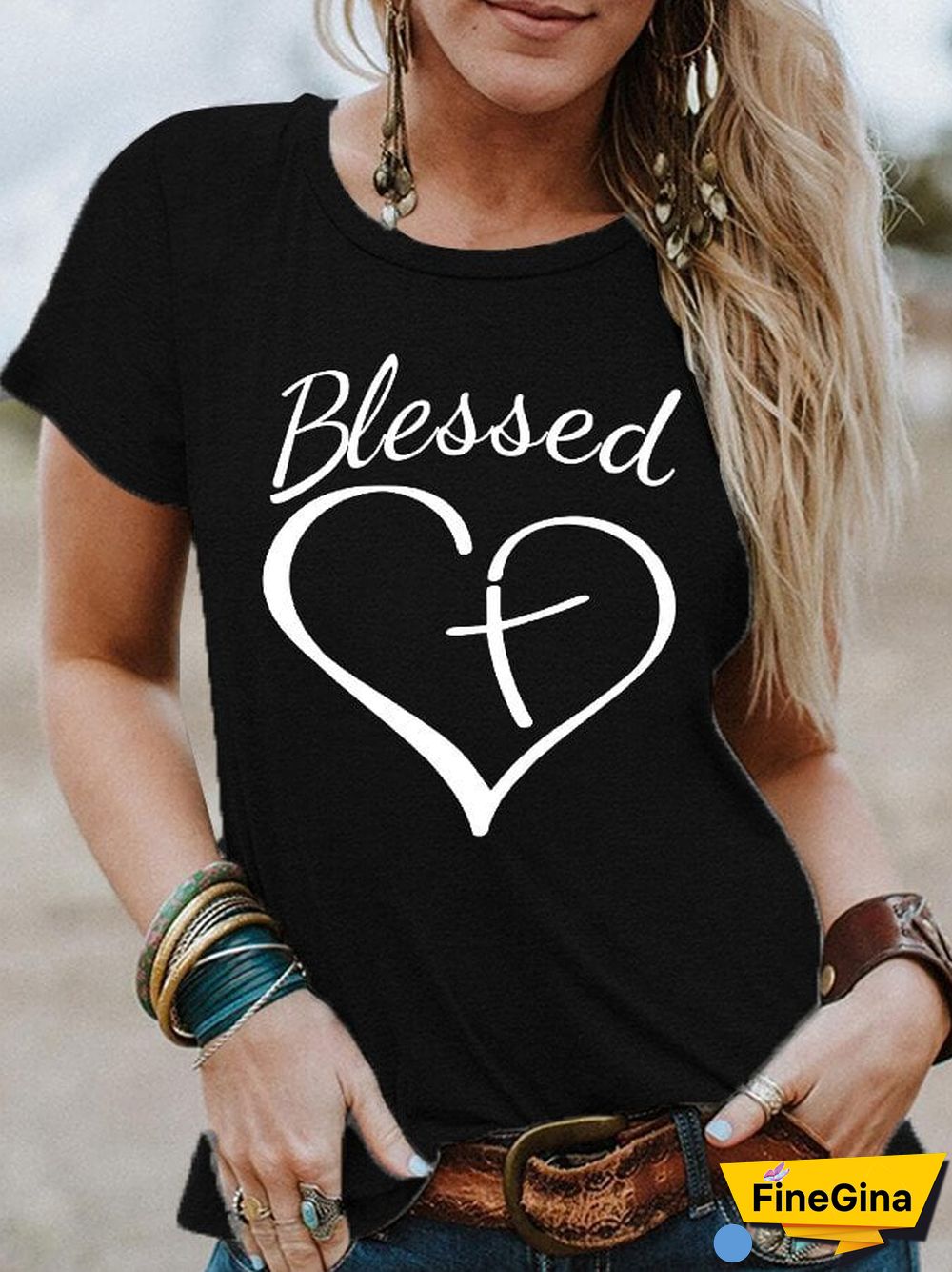 Women's Blessed Print Tee Shirt