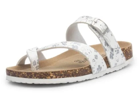 flower print cork sandals women clip toe slippers narrow band flip flops lovers platform sandals summer beach shoes size 45 c455