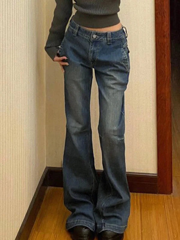 Brownm Ripped Flared Low Waist Jeans