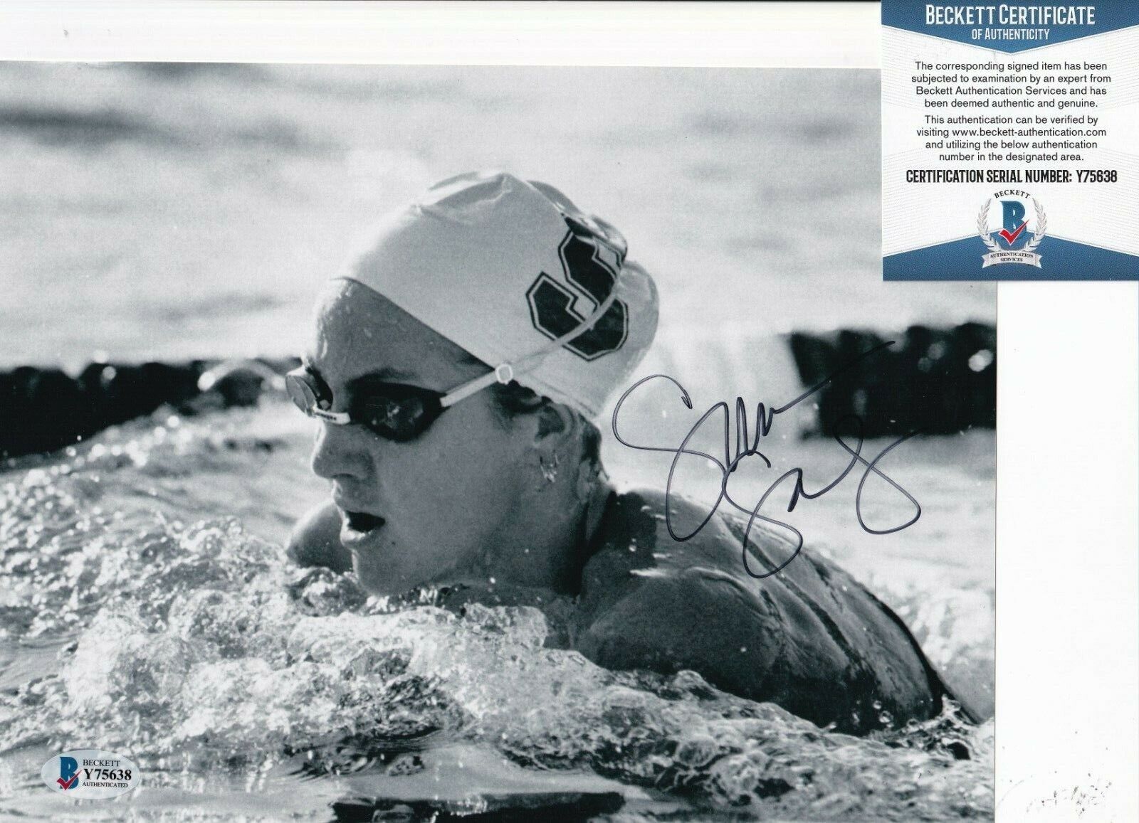 SUMMER SANDERS signed (USA OLYMPICS) SWIMMING Stanford 8X10 Photo Poster painting BECKETT Y75638