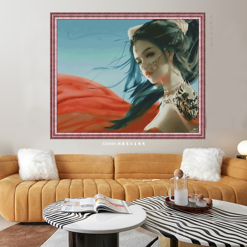 ZZ0989-Northern Desert Princess Wind Drawing Painting Fairy Cross Stitch