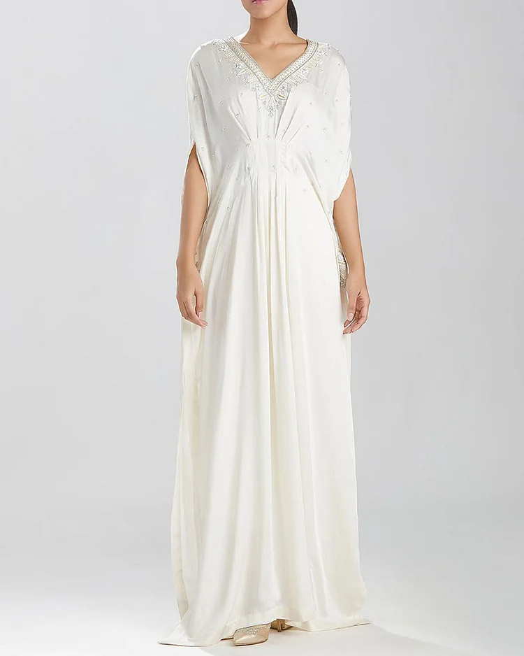 Elegant V Neck Kaftan Gown