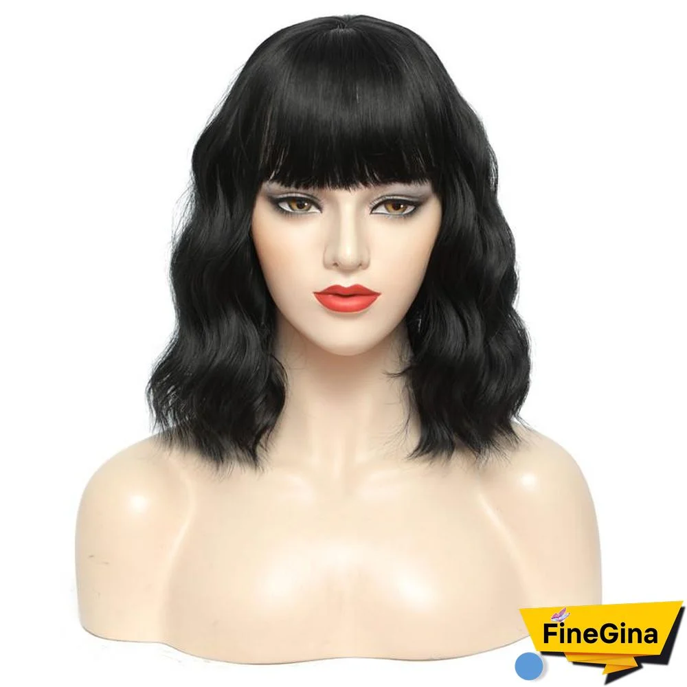 Simulation of Hair Ladies Wig Air Bangs Ripple Short Curly Hair