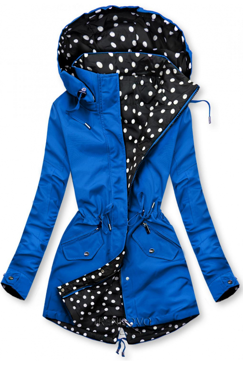 Polka dot hooded reversible jacket