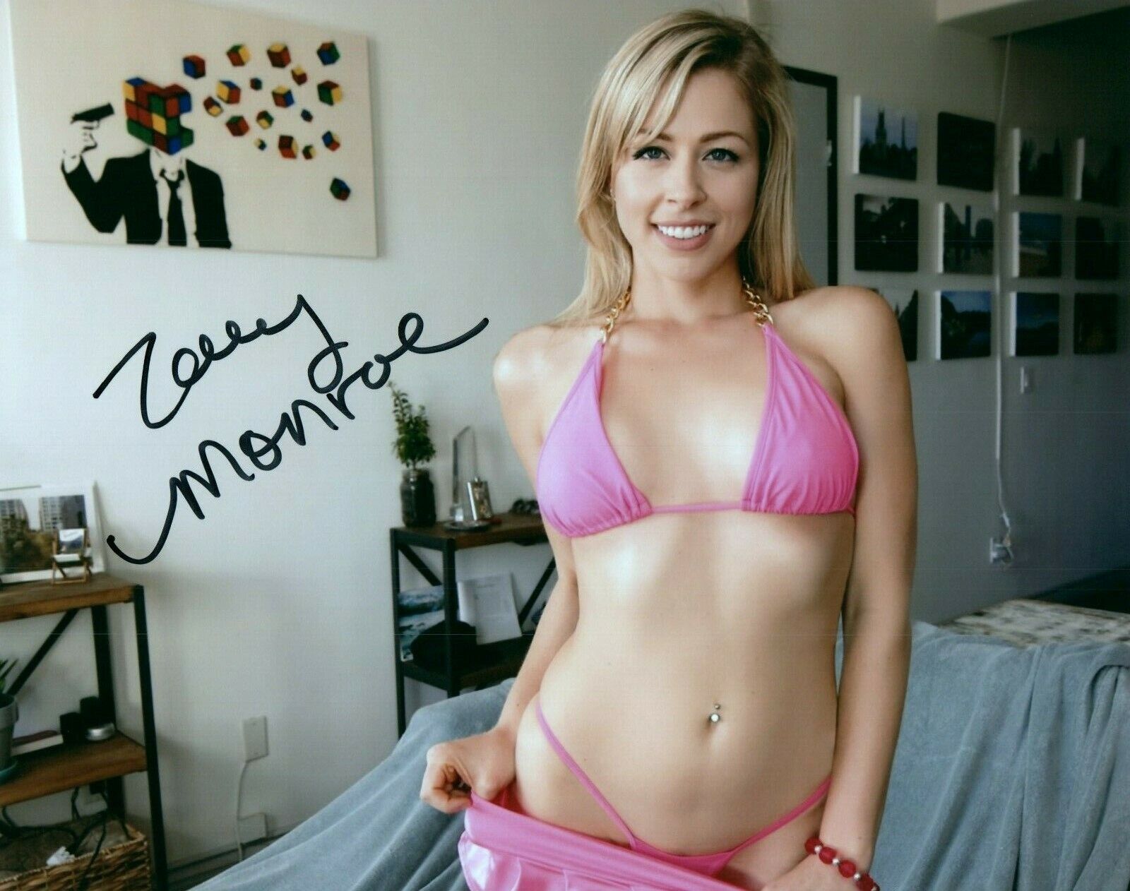 Zoey Monroe Super Sexy Hot Adult Model Signed 8x10 Photo Poster painting COA Proof 460