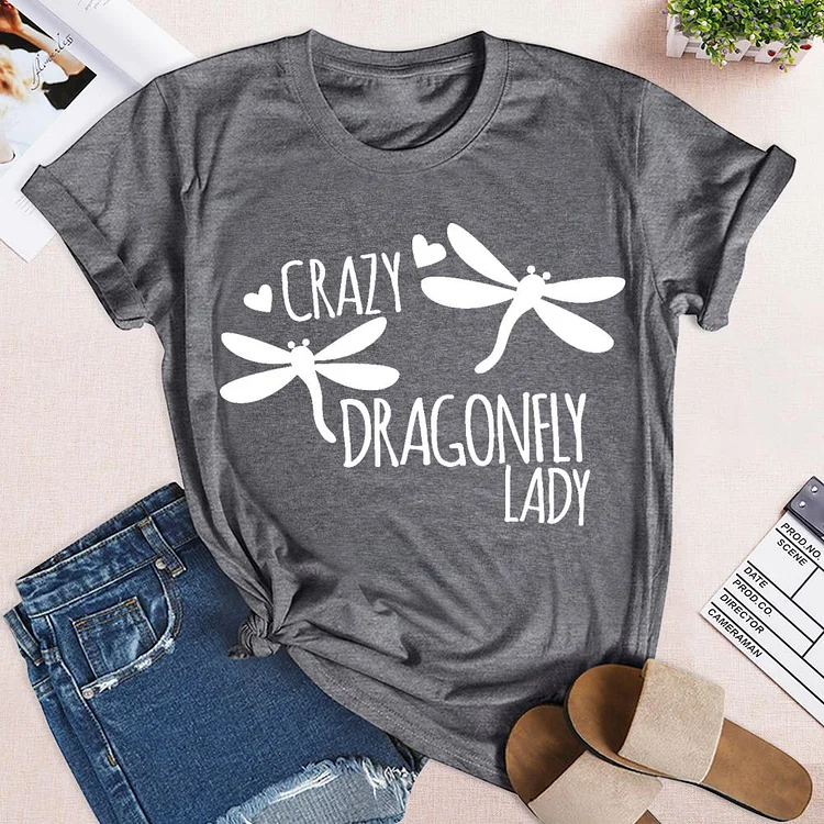 Crazy Dragonfly Lady T-Shirt-04198-Annaletters