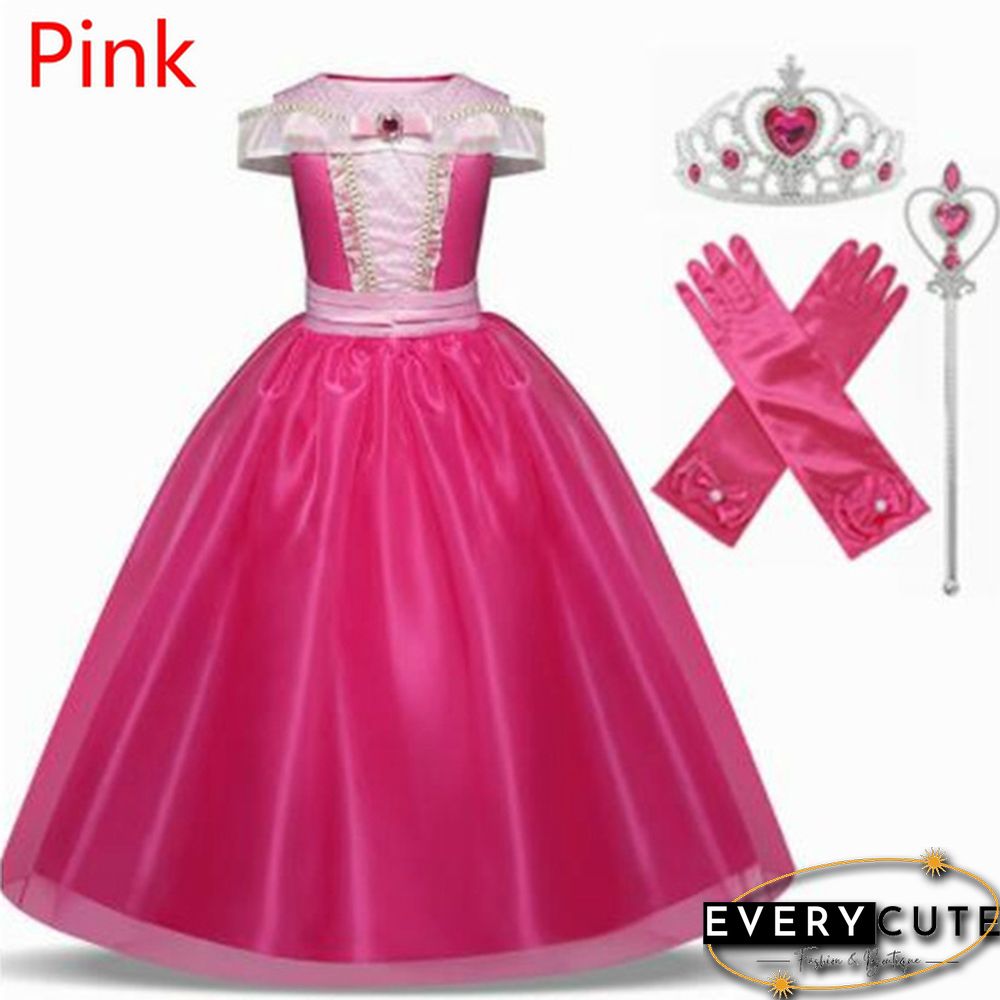 17 Styles Fancy Halloween Princess Cosplay Costume 4pcs Outfit with Accessories for 3-10 Years Kids Girls