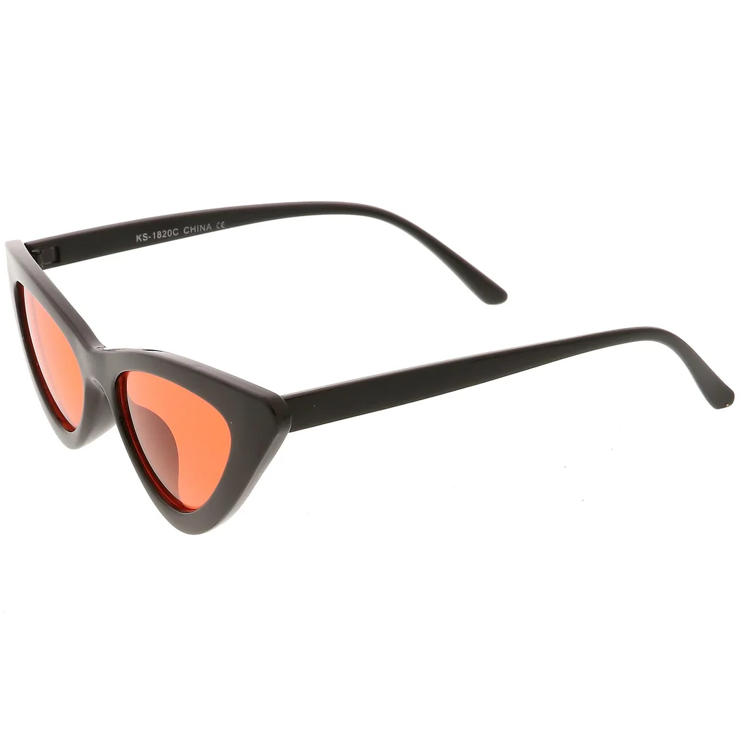 Womens Exaggerated Slim Black Frame Cat Eye glasses Color Tinted Lens 48mm