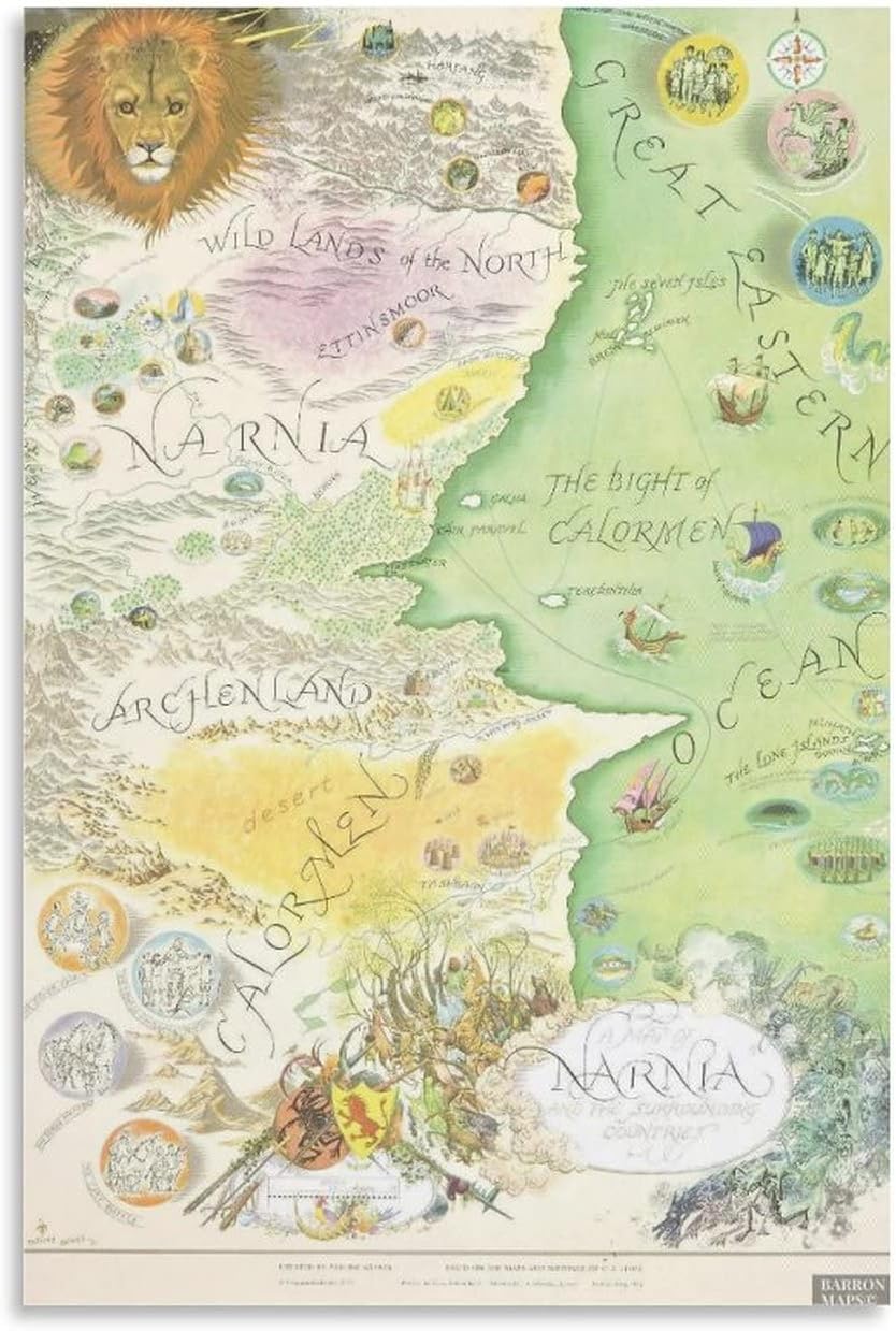 Map of Narnia Artworks CanvasPoster for Bedroom Posters Posters for Room Aesthetic Wide Wall Hanging for Bedroom Living Anime Poster 24x36inch(60x90cm) Unframe-Style 24x36inch(60x90cm)