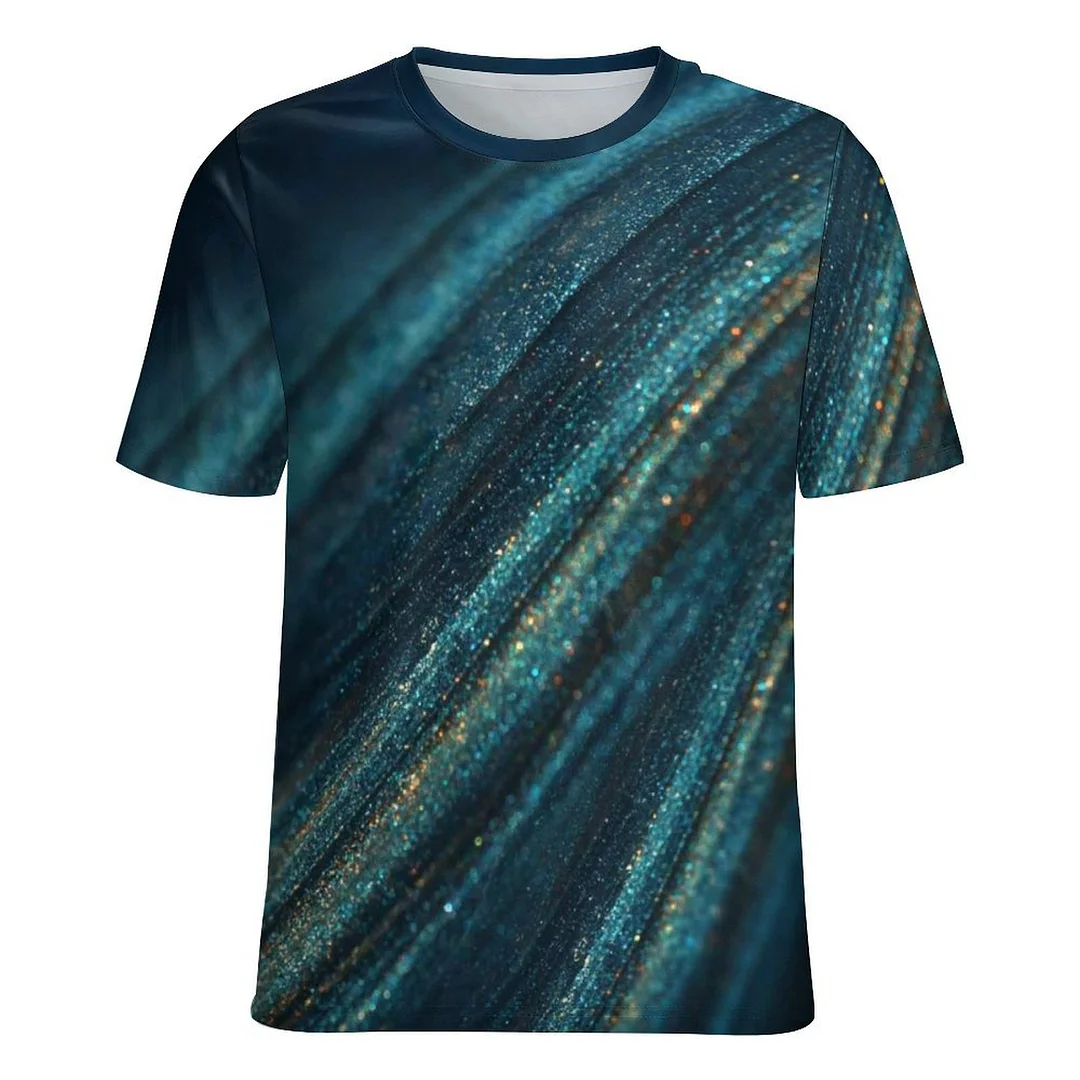 Women plus size clothing Full Printed Unisex Short Sleeve T-shirt for Men and Women Pattern Geometry,Blue,Black-Nordswear