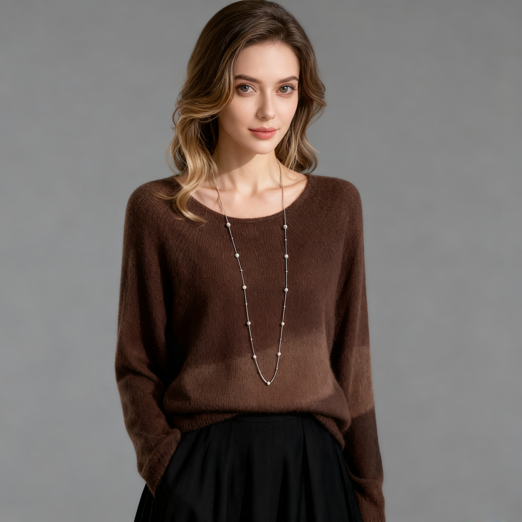 Women's Silk Cashmere Sweater with Loose Lazy Style REAL SILK LIFE