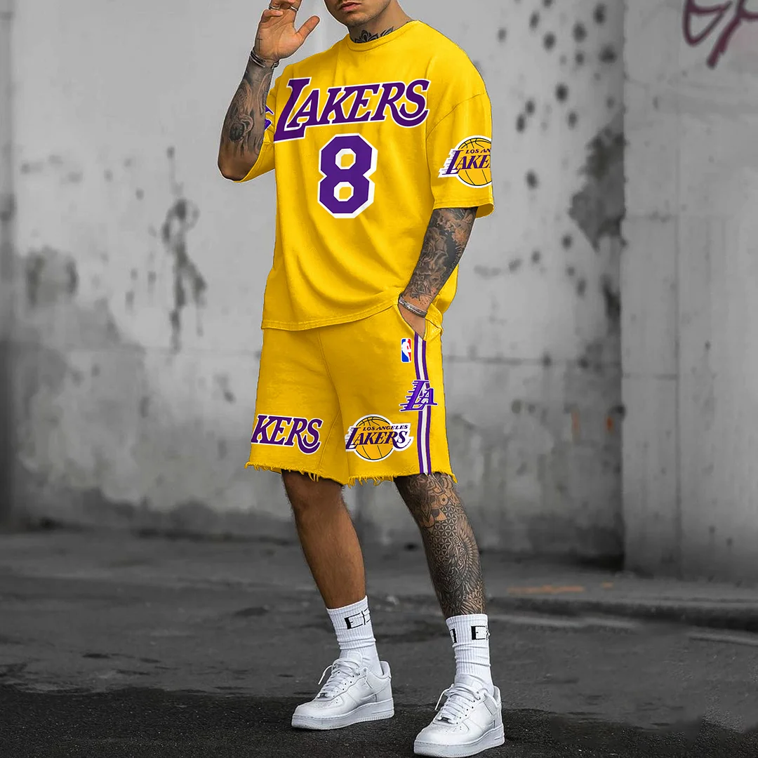 Men's Los Angeles Basketball Jersey Shorts Suit、、URBENIE