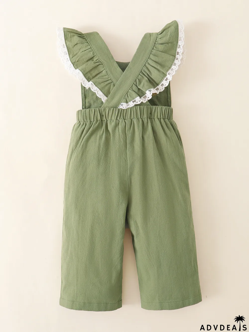 Girl Flying Sleeve Lace Solid Romper