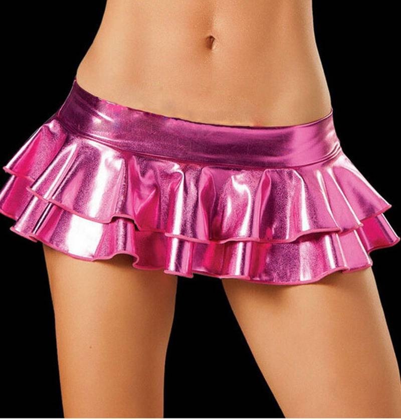 Micro Mini Skirt Club Lingerie Sexy Wear Sheer See Through Skirts Sexy Women Ice Silk A-Line Pleated Skirt Low Waist Lingerie