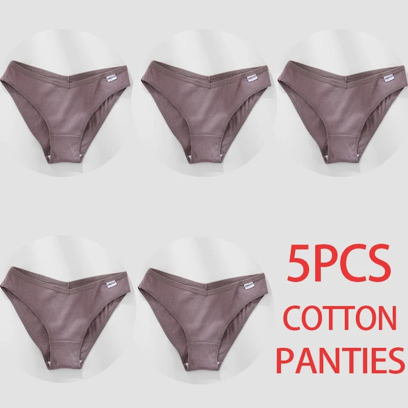 5PCS/Set Women Panties Cotton Underwear Female Panties Solid Color Underpants Sexy Lingerie Pantys for Woman Briefs Intimates