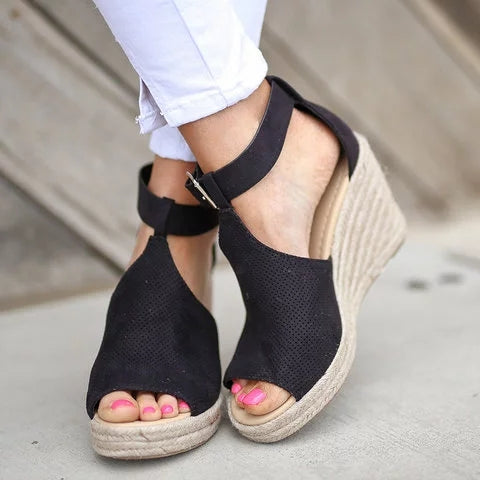 Women Fashion Adjustable Buckle Wedges Espadrille Sandals