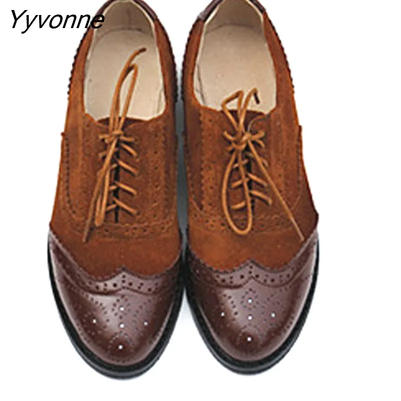 Yyvonne Women's Leather Summer Platform Sneakers Flat Casual Oxford Shoes Loafers Moccasins Spring Vintage for Woman 2023 Trend New