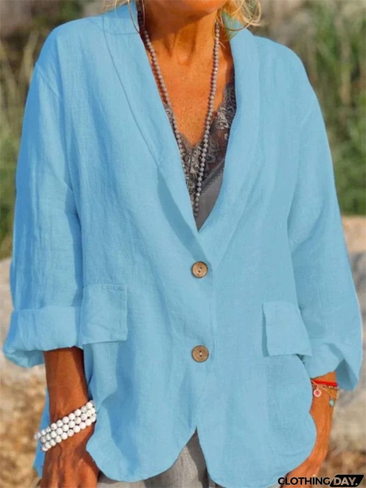 Women's Solid Lapel Wear-resistant Thin Suit Coats