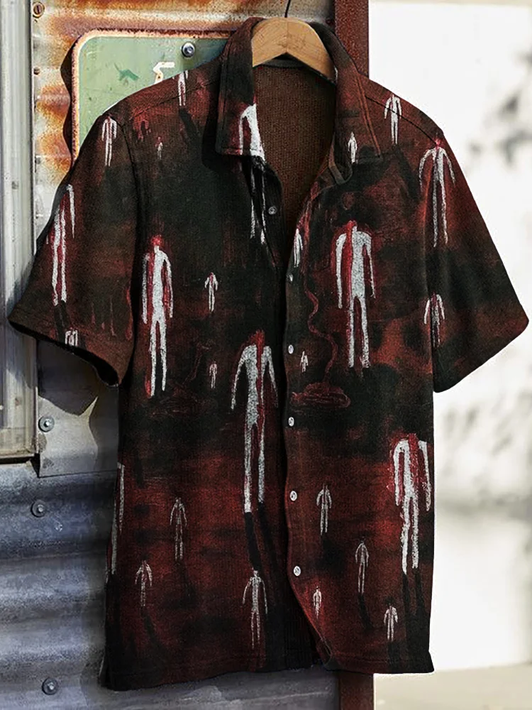 Comstylish Men's Halloween Spooky Bloody Art Short Sleeve Shirt