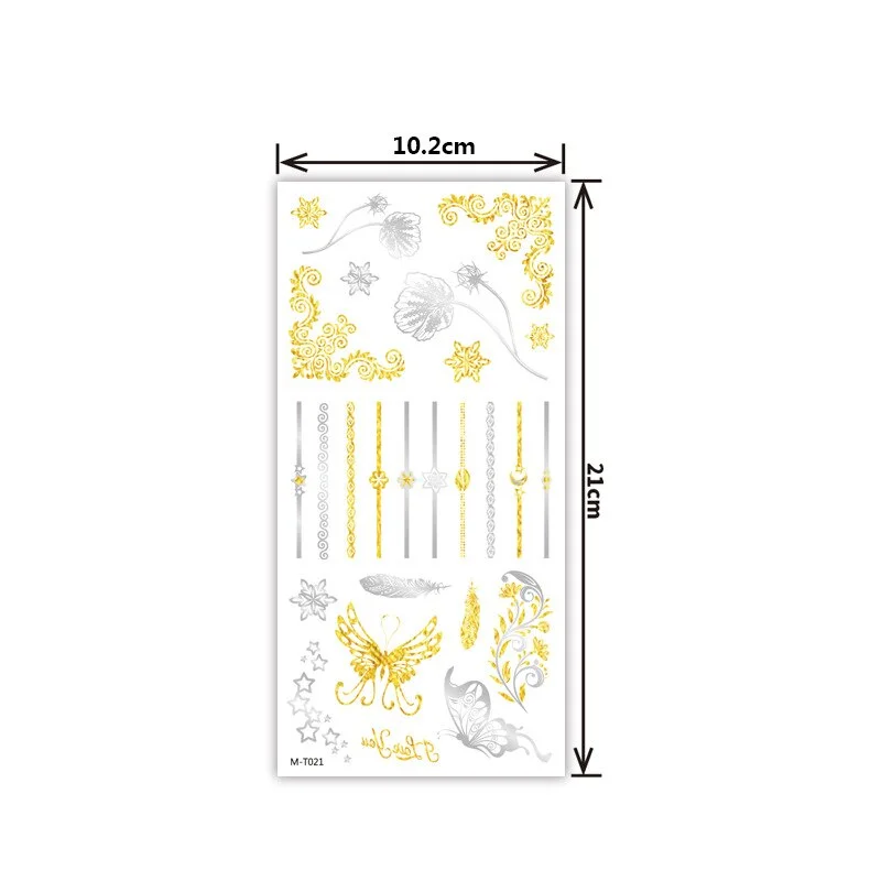 Creative personality exquisite fashion waterproof sweat gold and silver tattoo stickers bronzing and silver tattoo stickers