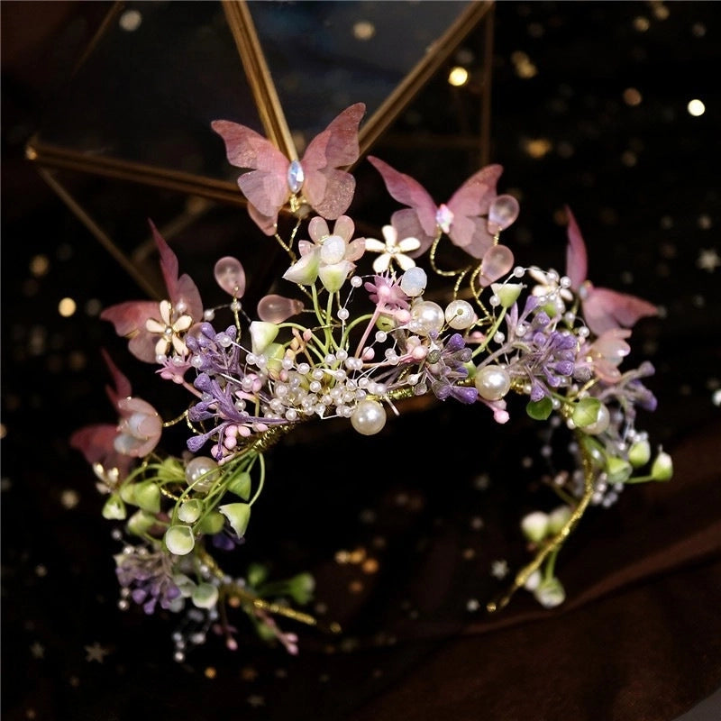 Super Fairy Beauty Children’s Headwear Beautiful Wreath Head Flower Children’s Hair Accessories Mori Girls’ Performance Host Holiday Wristlet Hair Hoop