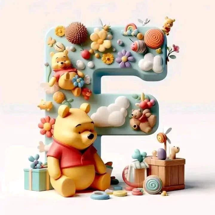 Diamond Painting - Full Round Drill - Pooh&Alphabet(Canvas|40*40cm)