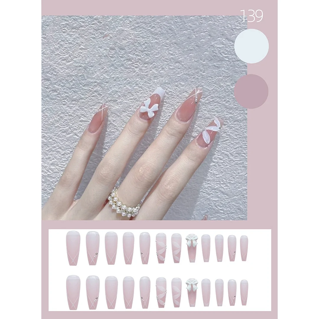 24pcs Fake nails with Dark Galaxy designs Press On Nails Full Cover French Ballerina False Nails Detachable Artificial Nail Tips-Nail Inspo